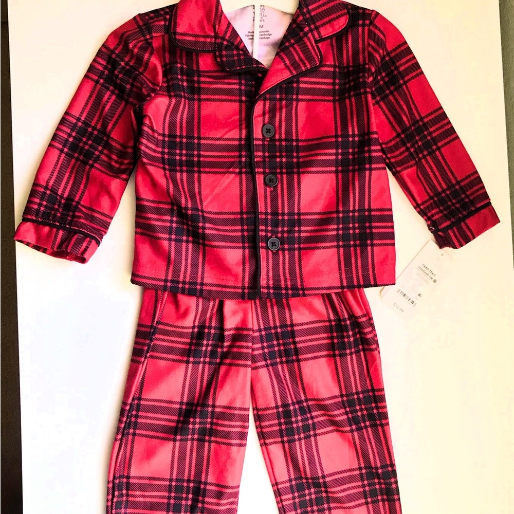 Carter’s Baby Christmas Long-sleeves Pajama Set, Red/Black, size 12M